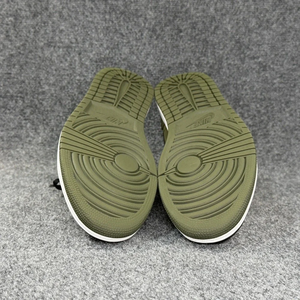 Jordan 1 Mid Shoes Men's 13 Olive Canvas Green Black Retro Athletic Sneakers
